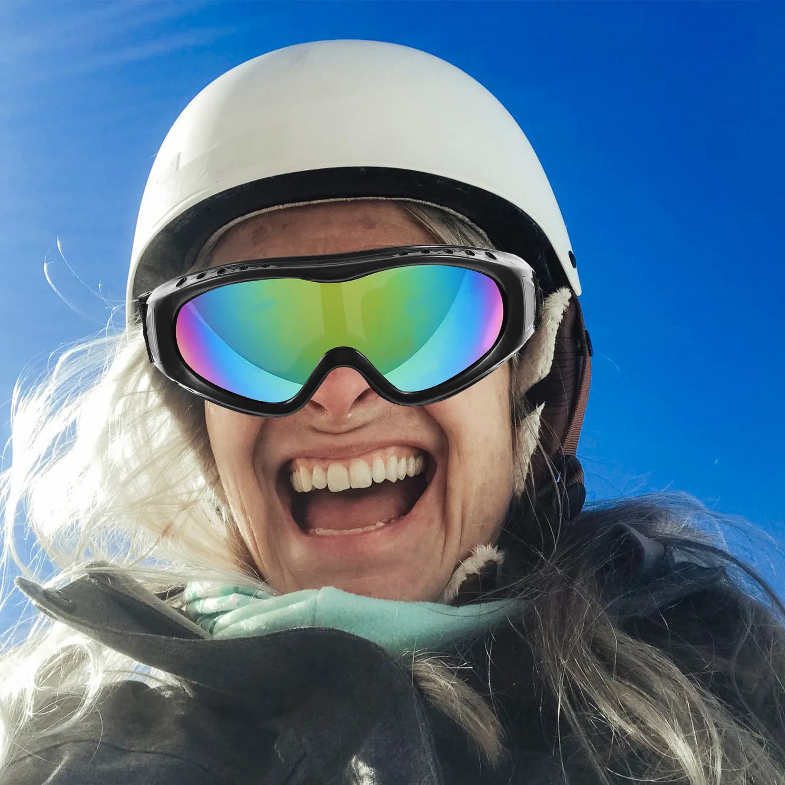 1 paio di occhiali da sci alla moda per sport all'aria aperta, occhiali protettivi per ciclismo, alpinismo, sci