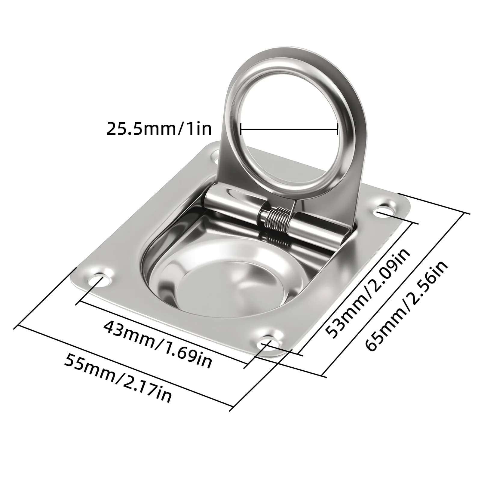 Stainless Steel 316 Marine Boat Locker Pull Handle Rings Recessed Pull Tie Down Anchors Lashing Locker Flush Lift Ring 1/2/4 pc