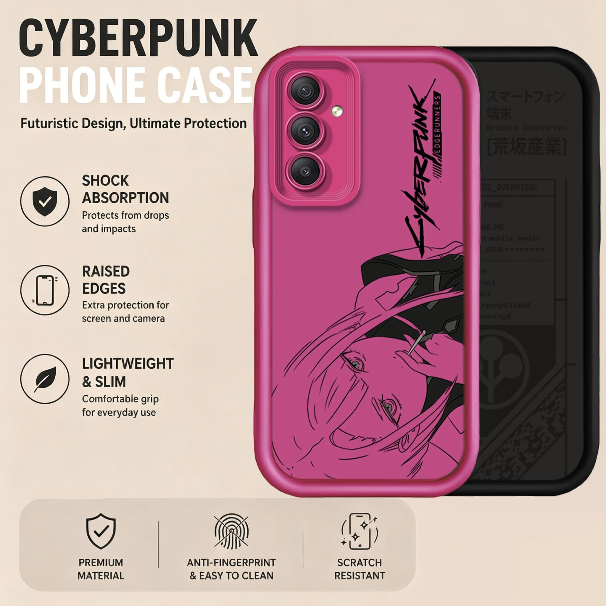 Cover Anime CYBERPUNK LUCY Heroine per Samsung Galaxy A16 A26 A36 A56 A05 A05S A15 A25 A35 A55 A54 A34 A24 A14 A13 A52 A52S A51