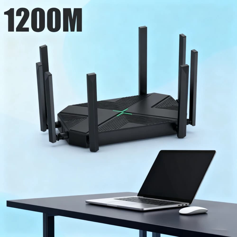 Router wireless dual-band da 1200 Mbps con 8 antenne, amplificatore di segnale ripetitore WiFi per ufficio domestico, supporto AP a banda larga