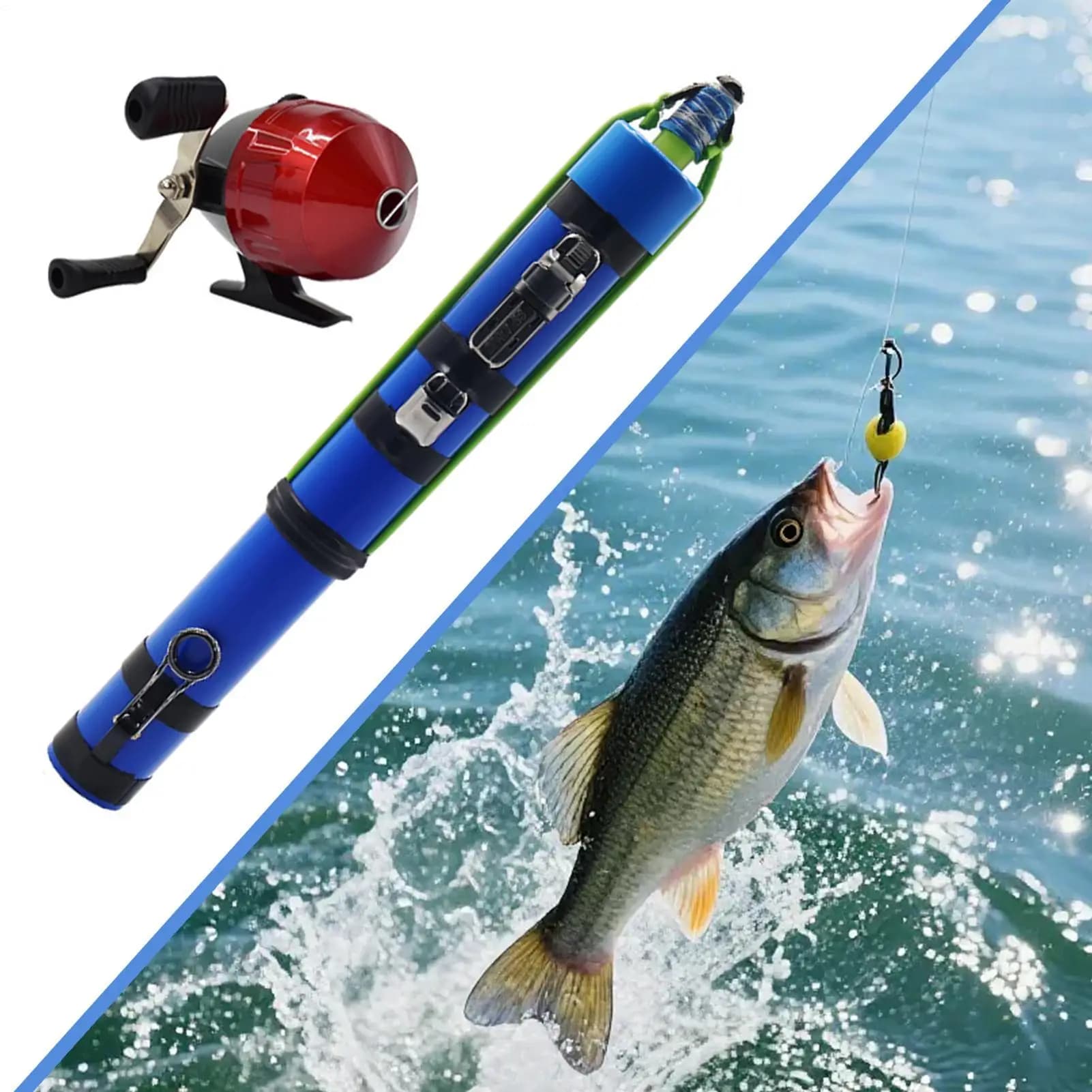 Fishing rod Design with sling Compact tool for fish with reel Catapult fishing rod for travel for bass trout fish freshwater cat