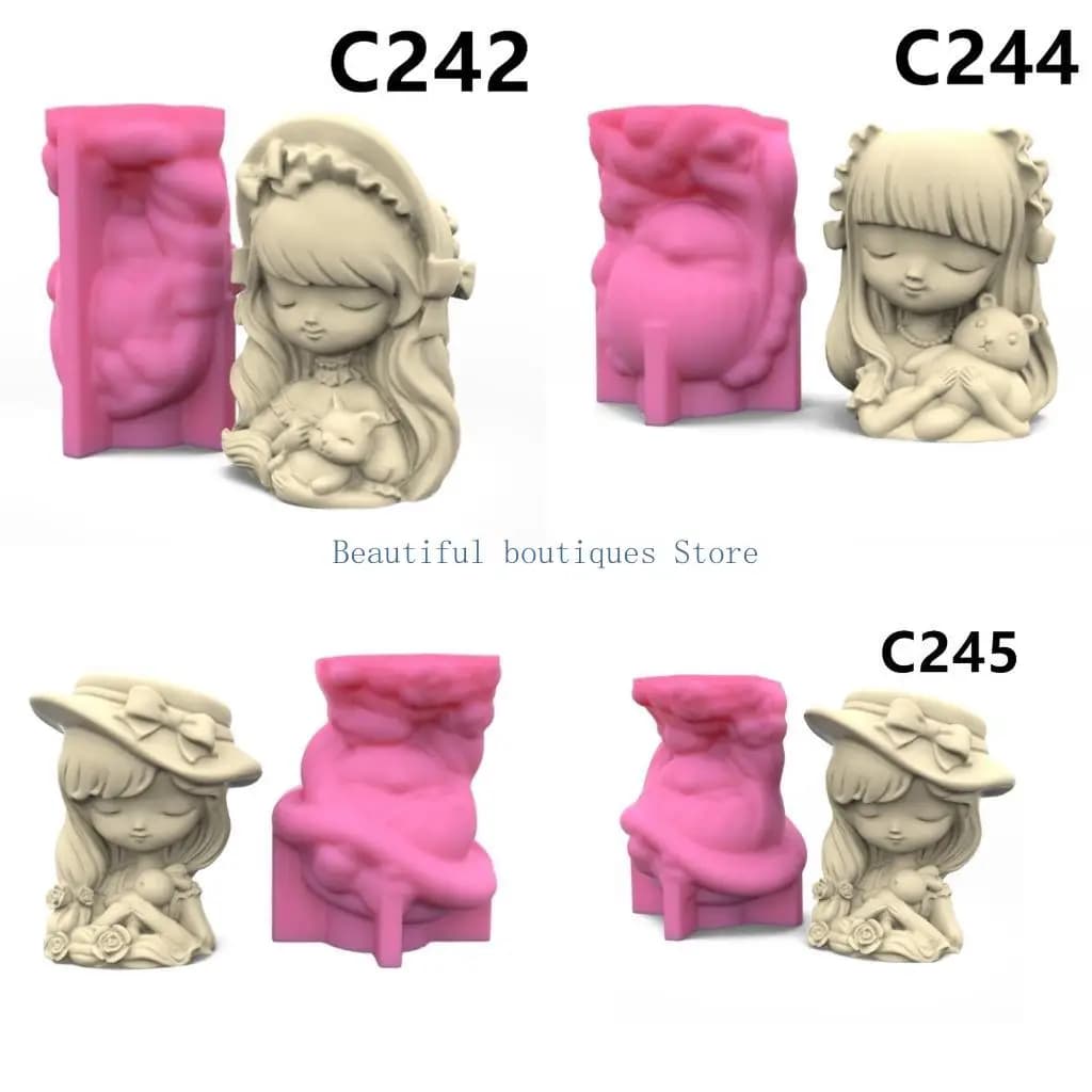 U4lf antiaderente per ragazze carine portano a pentola fiore stampo epossidico resina silicone stampo artigiano fai-da-te per