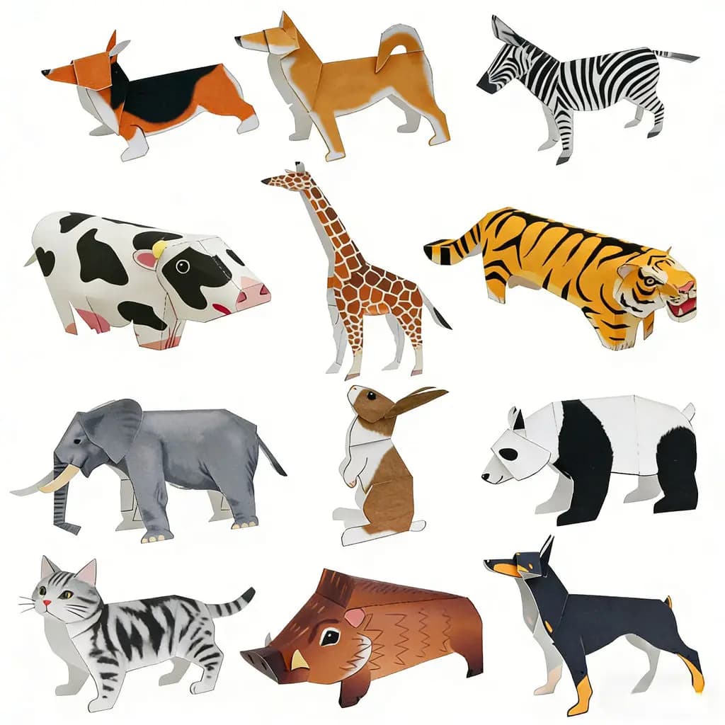 3D Animal Paper Model Kit - Panda/Giraffe DIY Paper Craft, Student Origami Cutting & Parent-Child Activity Handmade Project