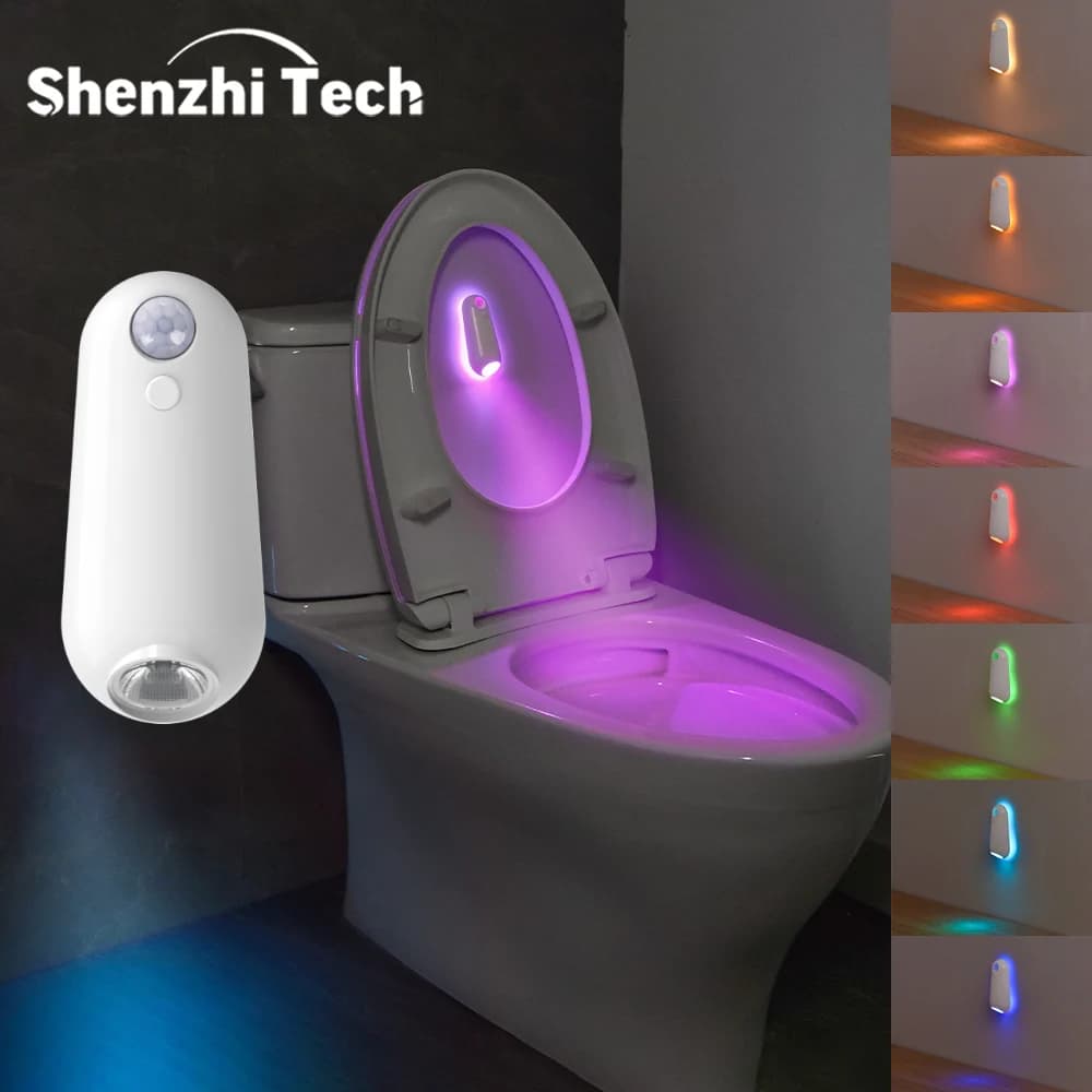 Luce Notturna per WC HOMEFISH con Sensore di Movimento, Illuminazione per Tazza del Water RGB con 7 Colori Cangianti per Decorazione del Bagno