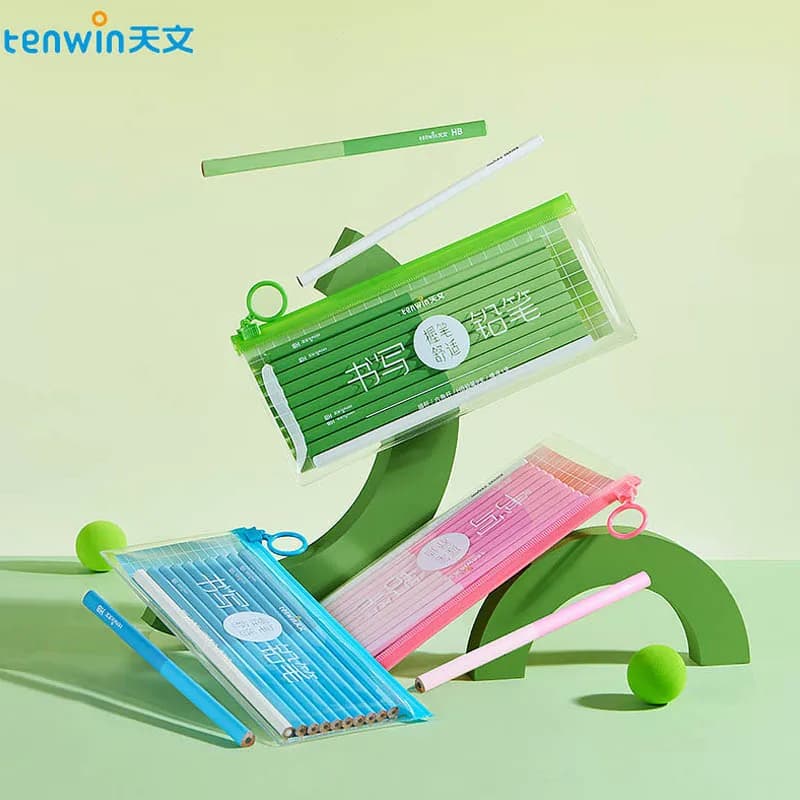 Tenwin Student supplies set Pencil eraser Thick and thick pencils come with a pencil case Student pencil eraser set