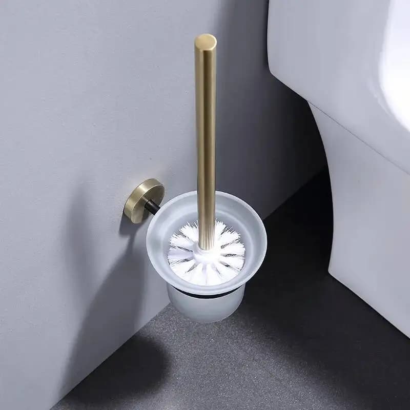 Porta WC in acciaio inossidabile nero oro rosa Spazzola per pulizia ad angolo morto per uso domestico Accessori da bagno a parete