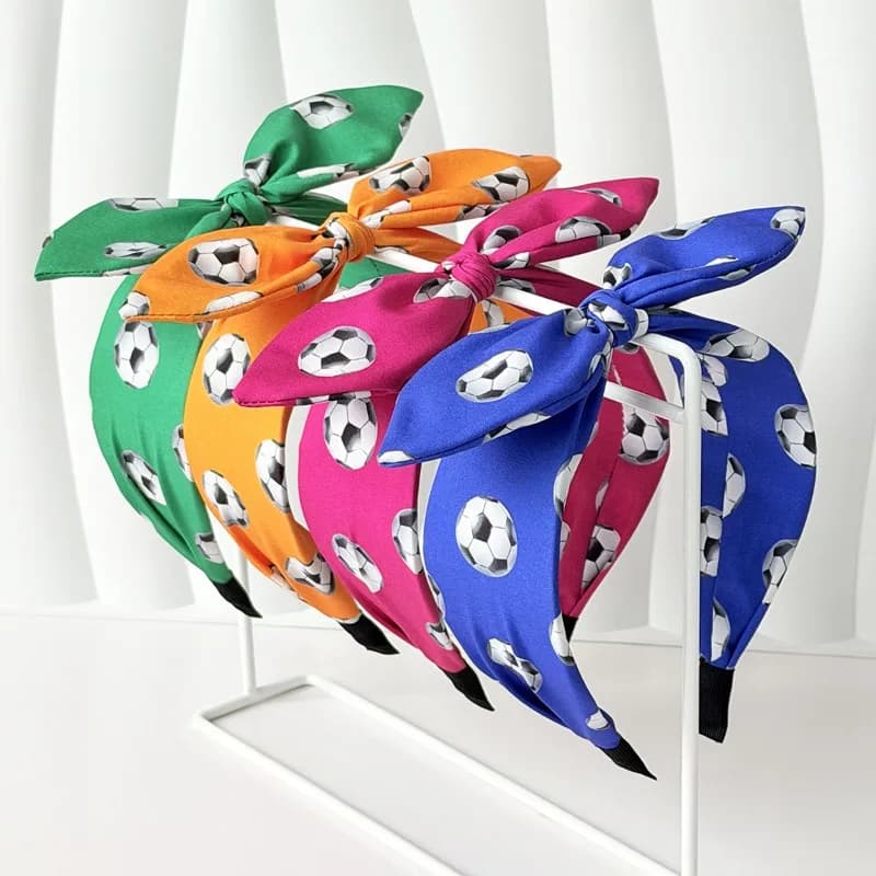 New Football Printed Headband Bow Rabbit Ear Headband Sports Game Day Hair Accessories
