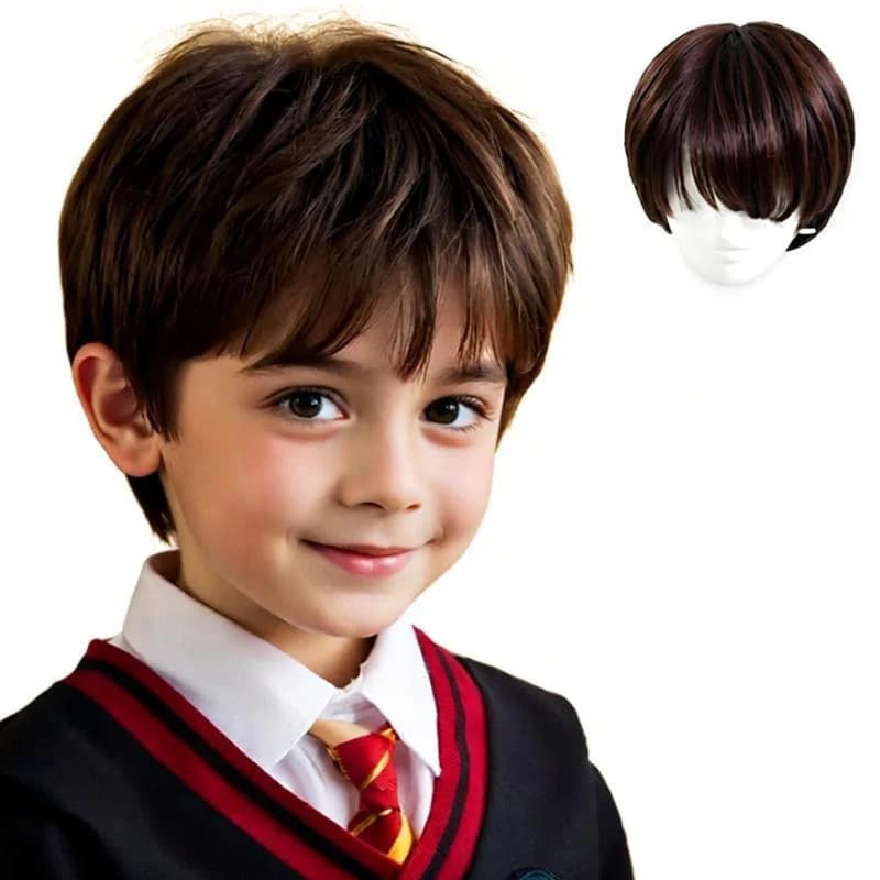 Parrucca da ragazzino corto nero marrone copricapo da ragazzo fotografia per bambini copricapo copricapo per capelli per bambini cappello da bambino per prestazioni