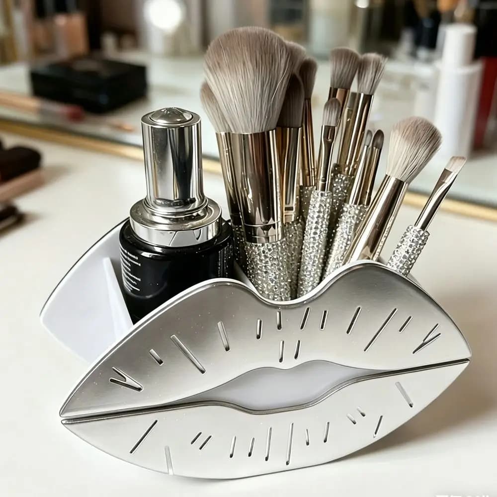Scatola portaoggetti divertente a forma di bocca, organizer per matite, contenitore cosmetico in acrilico, custodia creativa per bagno