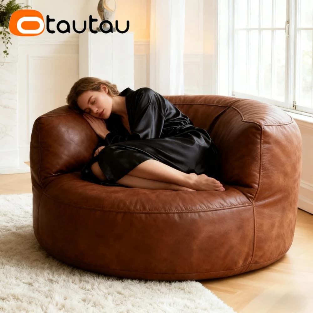 OTUATUA Pouf letto grande con coperchio a sacco in ecopelle da 4 piedi SF516【Senza riempitivo all'interno! Hai bisogno di acquistare riempire da solo!】