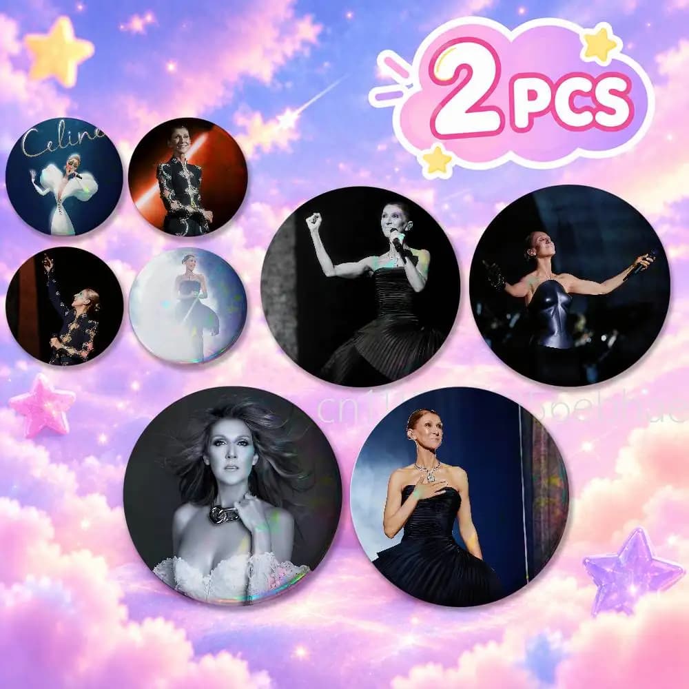 FOR CelineDion My Heart Will Go On 2Pcs Round Badge Set Button Brooch Pin, Anime Game Fans Collectible Decor & Birthday Gift
