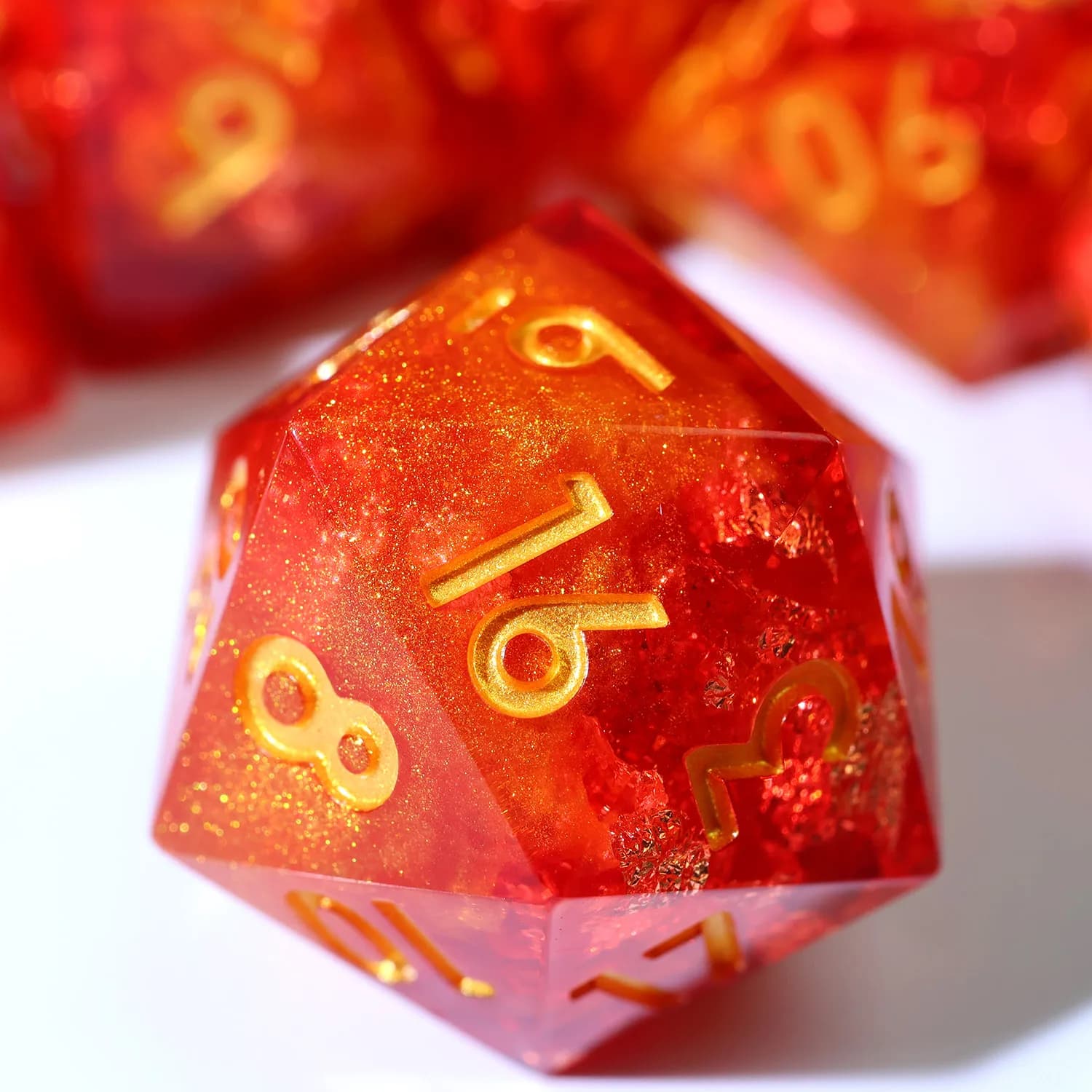 Crimson Dragon Fire Handmade Resin DND Dice Set,Polyhedral RPG Dice for Dungeons and Dragons Role Playing & Board Games-N20