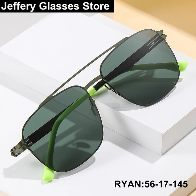Germany Brand Design Men Double Beam Polarized Sunglasses Fashion Pilot Anti-Glare Driving Sun Eyeglasses Eyeglasses Spectacle