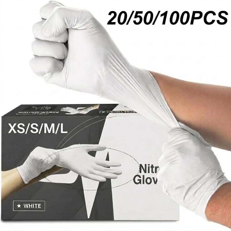 20/50/100PCS Nitrile Disposable Gloves 4Mil Thick Food Pre Household Gloves for Women Men Kitchen Cleaning Cooking Salon Beauty