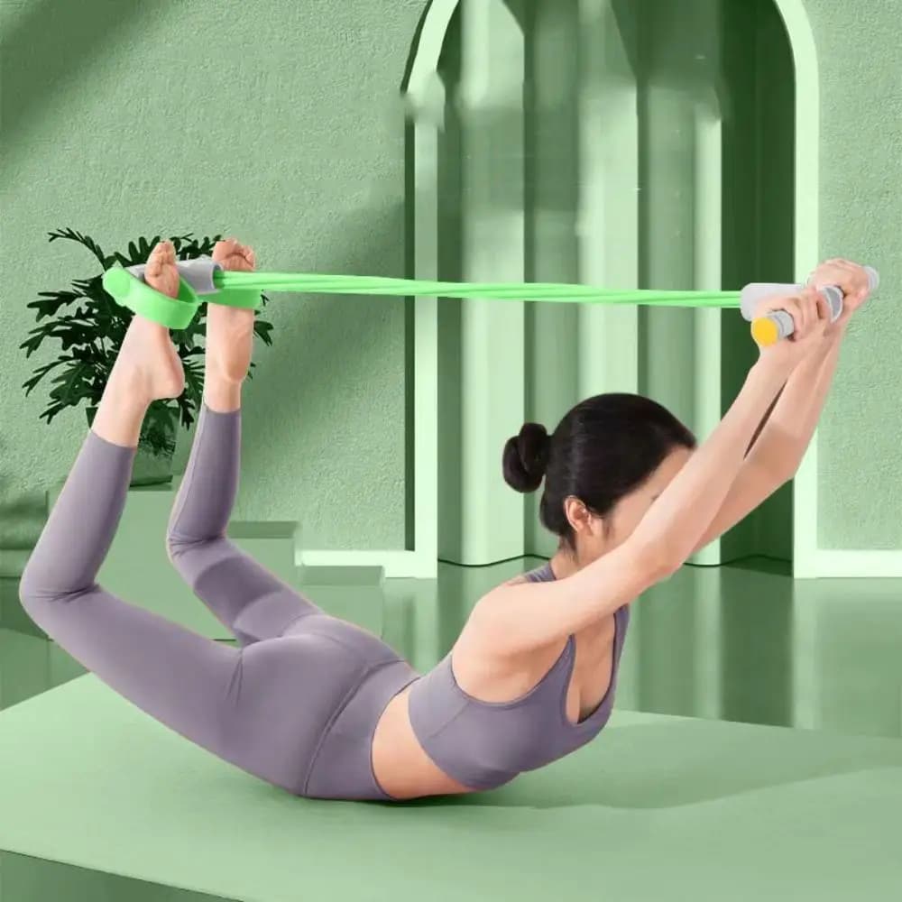 Multifunctional elastic 4 tubes for yoga, for abdominal exercises, rubber resistance band, thick elastic rope for exercise at home