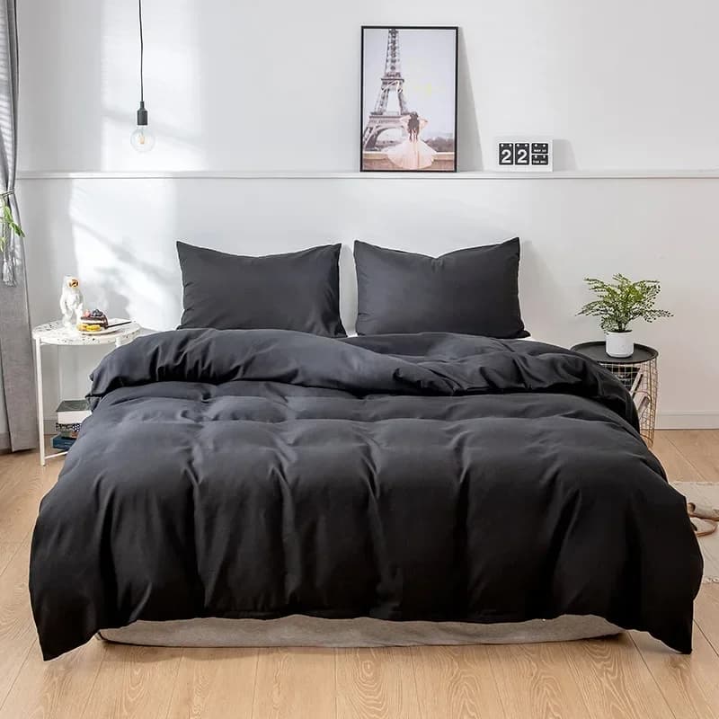 Copripiumino Nordico Monocolore Effetto Sabbiato 220x240 per Letto Singolo, Matrimoniale, Queen, King - Set Biancheria da Letto Semplice con Federe (Senza Lenzuolo)