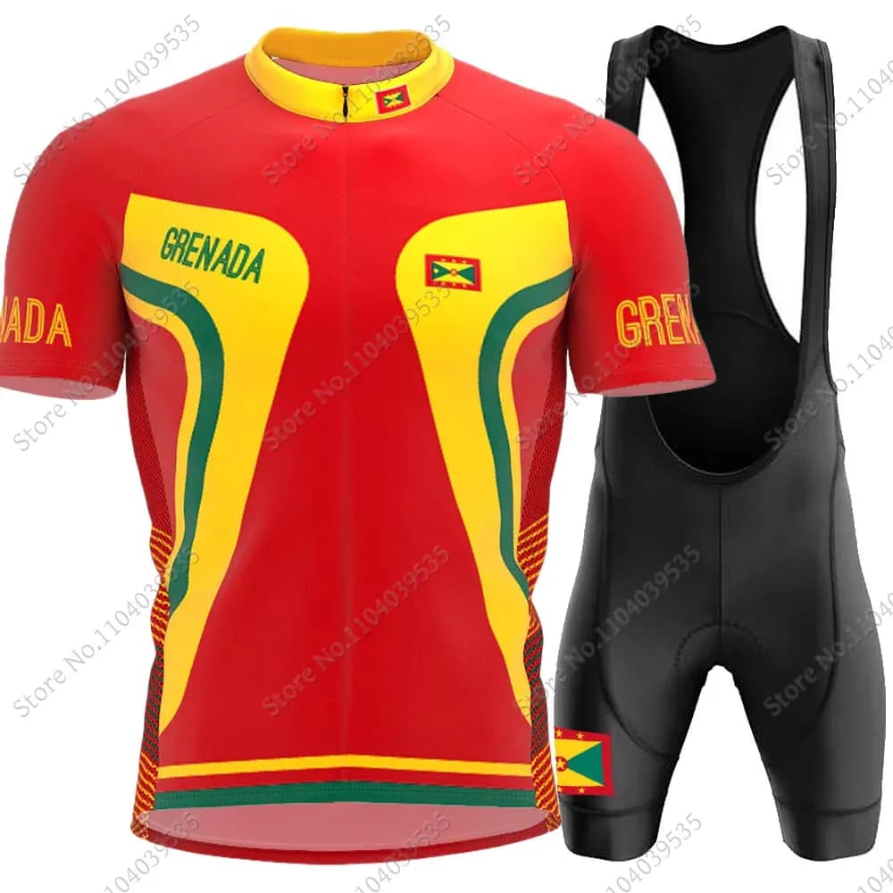 Maglia da ciclismo Grenada National 2024 Set abbigliamento da uomo camicie da bici da strada tuta pantaloncini con bretelle da bicicletta MTB Ropa Maillot