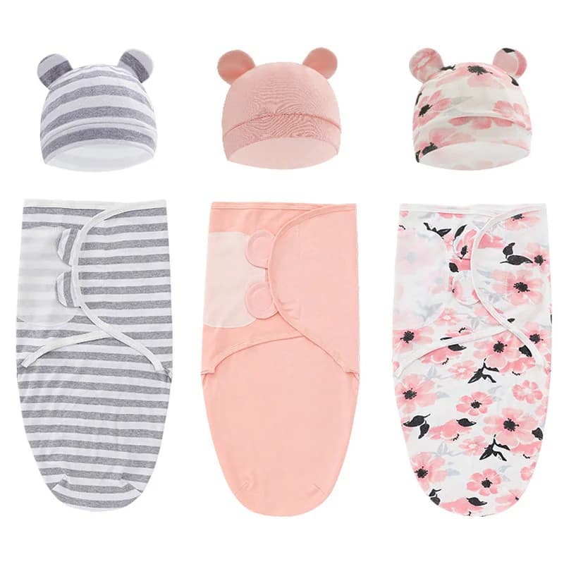 Set of baby sleeping bag hats in muslin/only sleeping bag for baby changing table, adjustable sleeping bag for baby, night clothes for babies 0-6 months
