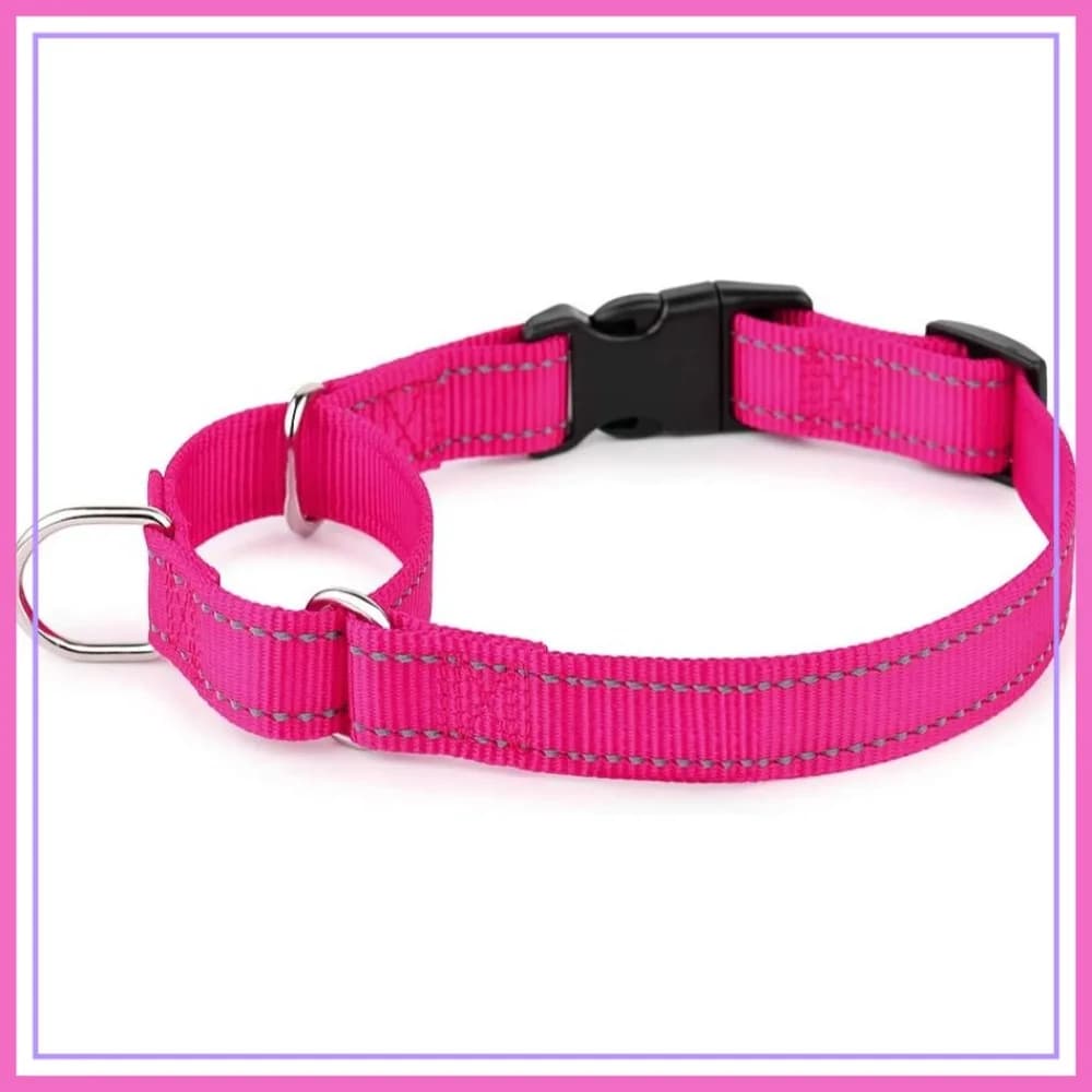 Collare Martingale Riflettente con Chiusura Rapida, Collare Anti-Trazione per Cani Piccoli, Medi e Grandi, Rosa Acceso