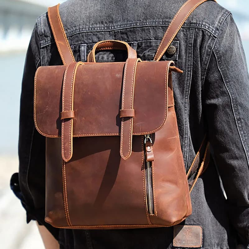 Luufan zaino Casual in vera pelle uomo donna 2 usa zaino da viaggio fit Ipad borsa a tracolla piccola zaino portatile da uomo