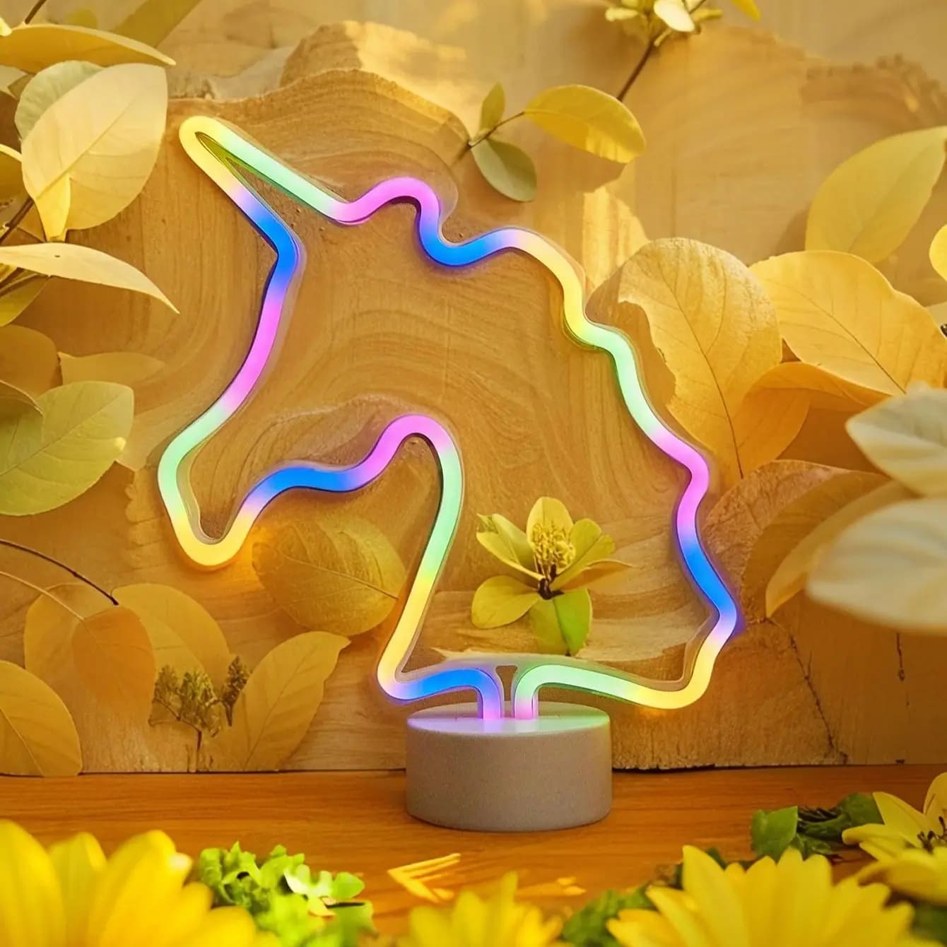 Chi-buy LED Neon Desktop unicorno Alimentato Insegne al neon Decor Lampada Insegne Regalo di compleanno Wall Art per camera da letto Bar Negozio