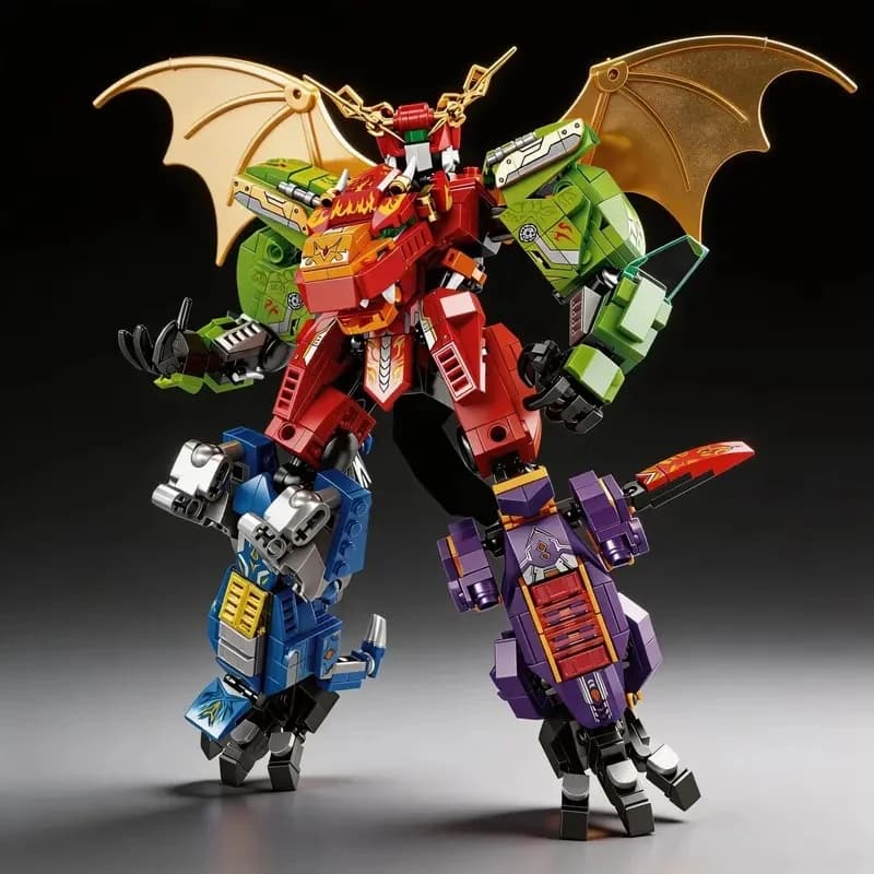 Combined Dinosaur Mecha Robot Small Particle Building Blocks Educational DIY Toy Gift for Kids