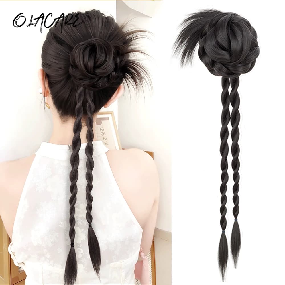 Synthetic Wig Flower Bud Head Twist Braid Natural Stable Twist Boxing Braid Hair Claw INC Style Trendy Girl Hair Women's Clip-On