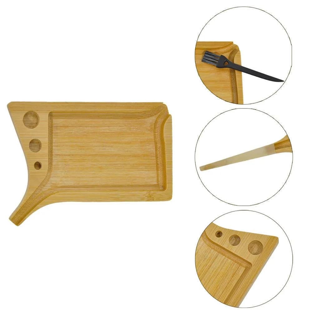 Vassoio per tabacco portatile in legno con spazzola e supporto per cono prerotolato Vassoio per laminazione di erbe multifunzionale Accessori per tabacco