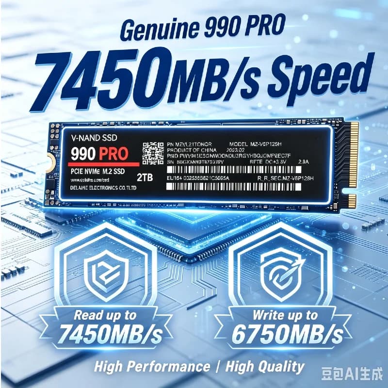 New 990 PRO PCIe Gen4 NVMe M.2 2280 SSD 512GB‑4TB, 7450MB/s SSD, Heavy‑Duty Storage for Gaming & Video Editing PC