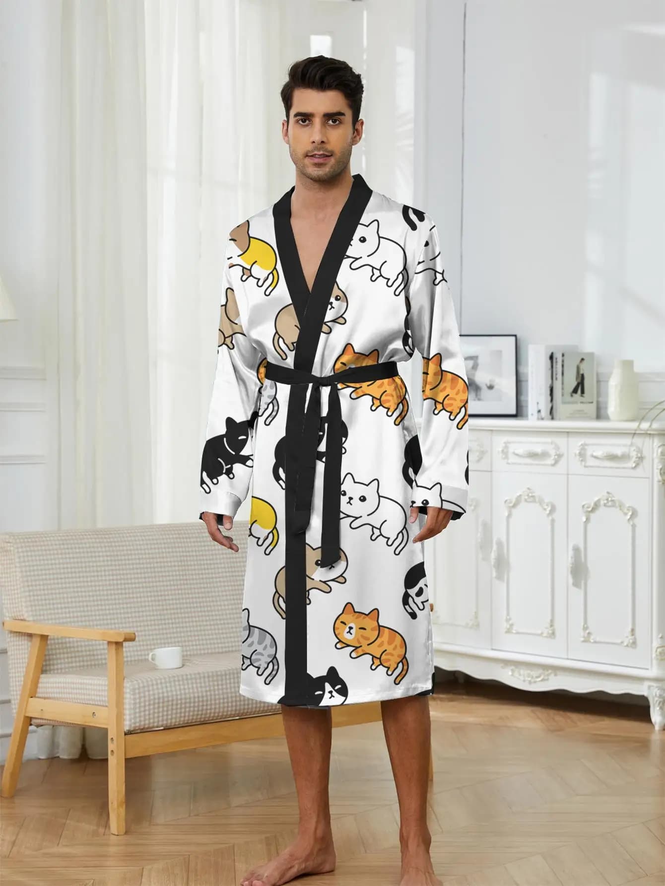 1pcs Men's Robes 2026 Spring/Summer 3D Printed Sleepwear Shower robe Breathable Robe man Bathrobe man Sleepwear Graphic