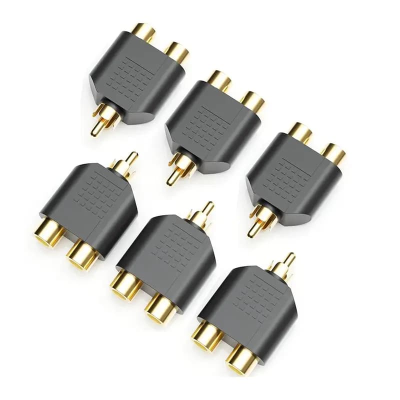 6PCS RCA Splitter, RCA Splitter 1 Male 2 Female For Audio Video Av TV Cable Conversion, Simple To Use, Plug And Play