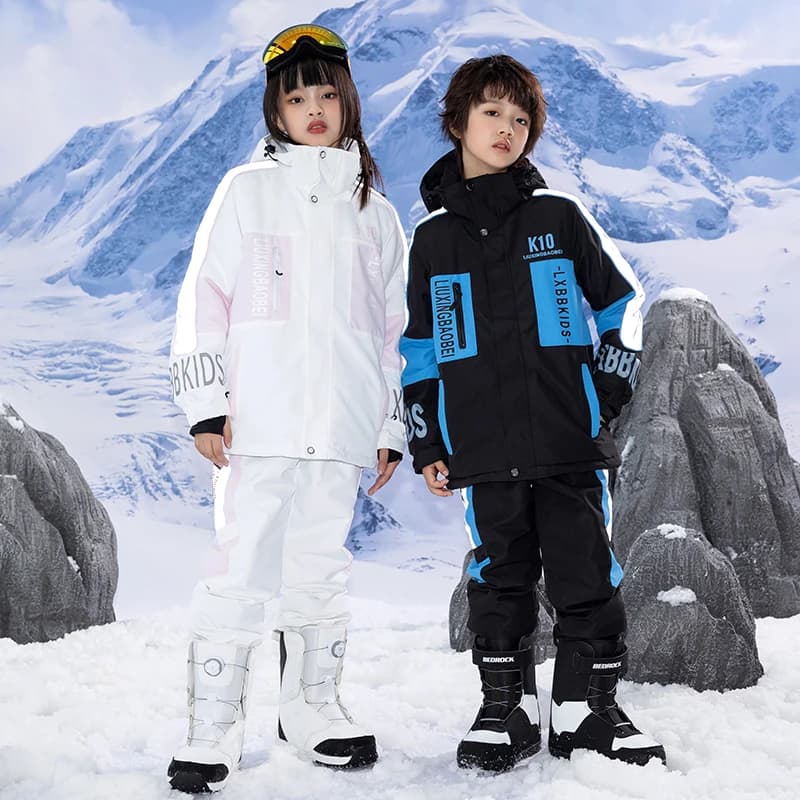 Riflessione, set di tute da neve per bambini, abbigliamento da snowboard, costumi per sport all'aria aperta, giacche e pantaloni da sci, ragazzo o ragazza