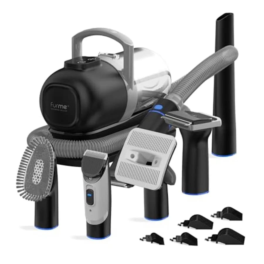 Kit Originale per Toelettatura con Aspirapolvere per Rimozione Peli di Cani e Gatti a Casa con Motore Silenzioso Design Sicuro Spazzola Tosatrice Strumento per la Perdita di Pelo
