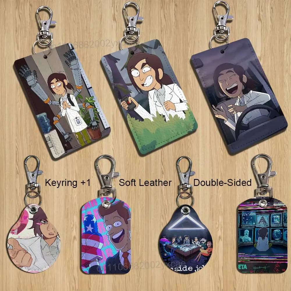 Hot Cute Keychain Inside Job with card case and badge, ideal for credit cards, publicity cards and public service cards, with a textured pattern