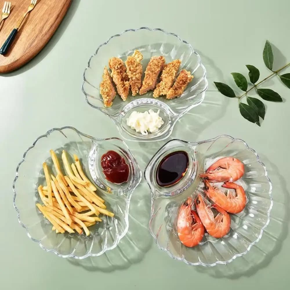 Durable Transparent Shell Dish with Vinegar Discs Creative Dumpling Plate Dried Fruit Snack Plates