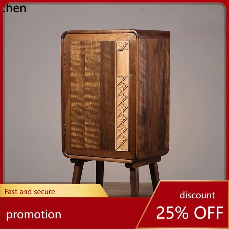 Cestino per rifiuti in legno massello di noce nero CZ per uso domestico in soggiorno e camera da letto, elegante e di stile, cestino in stile cinese.
