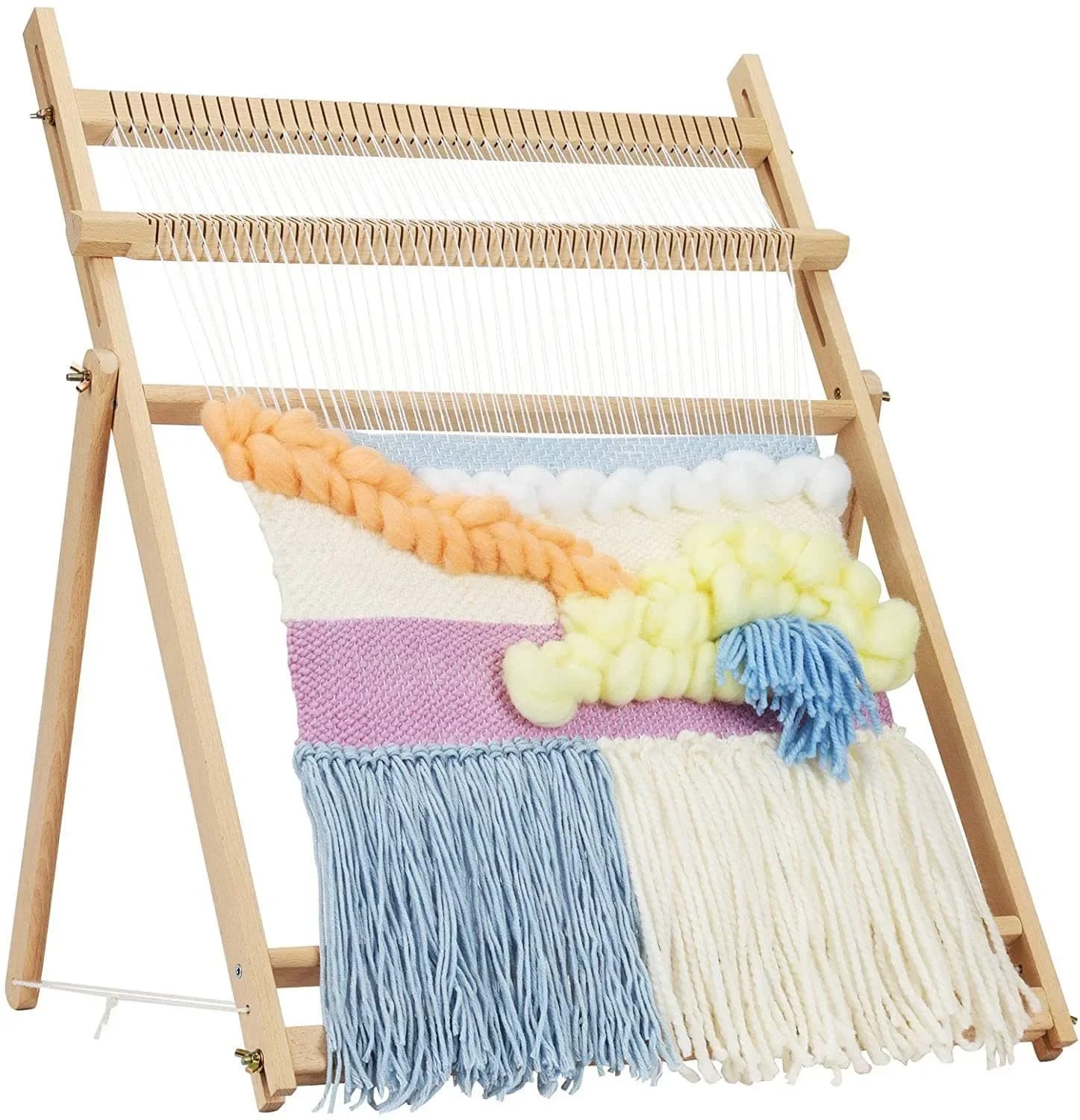 23.6"H x 21.3"W Extra-Large DIY Wood Weaving Loom Kit Multi-Craft Assemble Frame Looming Knitting Machine Educational Toy