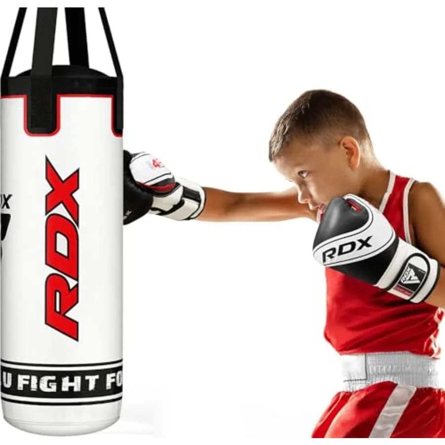 Punching Bag 2FT Unfilled Set for Home Gym Strength Training Maya Hide Leather Black Non-Tear Durable Design