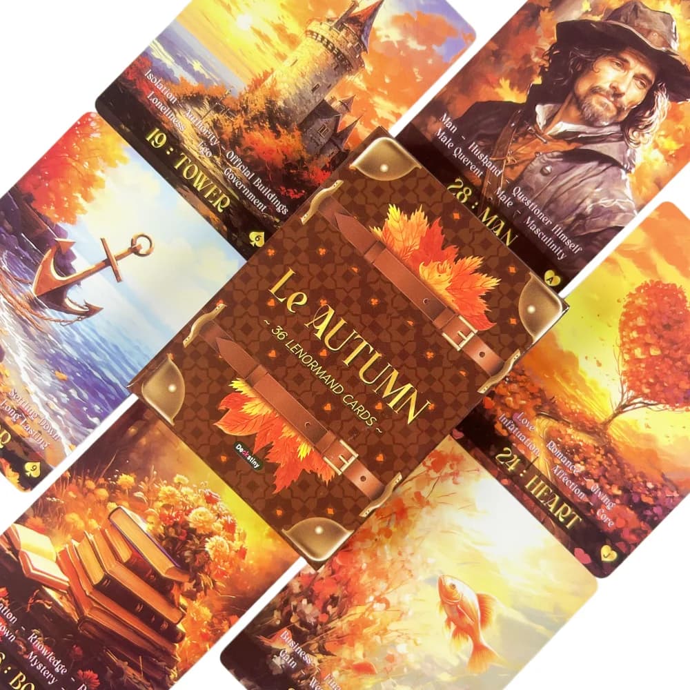 Nuove Carte Lenormand Le Autumn, Mazzo di Tarocchi, Gioco da Tavolo, Carte Tarocchi Divertenti e Delicate, Accessori per Feste, Regalo per Feste in Famiglia 9*6cm