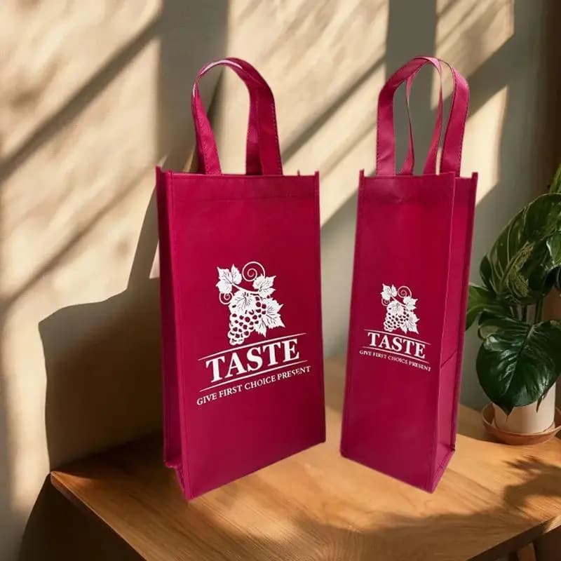 Waterproof gift bag for champagne beer in nonwoven fabric Color Single bottle/double branch Red wine bottle Hand handle Packing bags