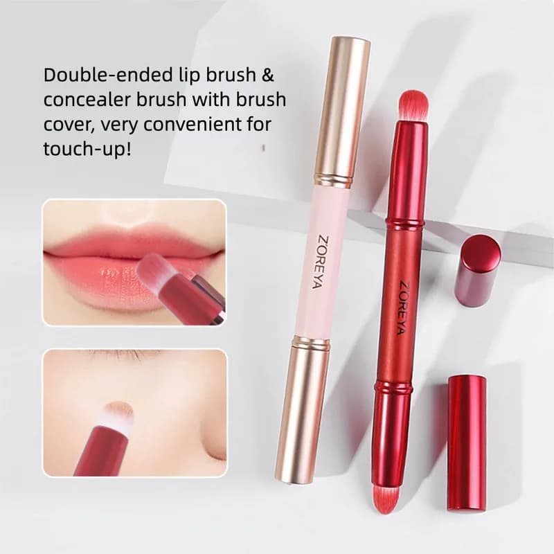 Zoreya Nuovo pennello per trucco, pennello per rossetto correttore portatile, strumento di bellezza, pennello per labbra a testa tonda coperta rosa