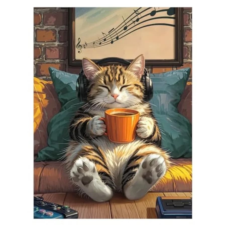 Diamond Art Kits for Adults Beginners, Cat 5D Diamond Painting, DIY Full Drill Gem Art Dots Kits, Perfect for Home Wall Bedroom