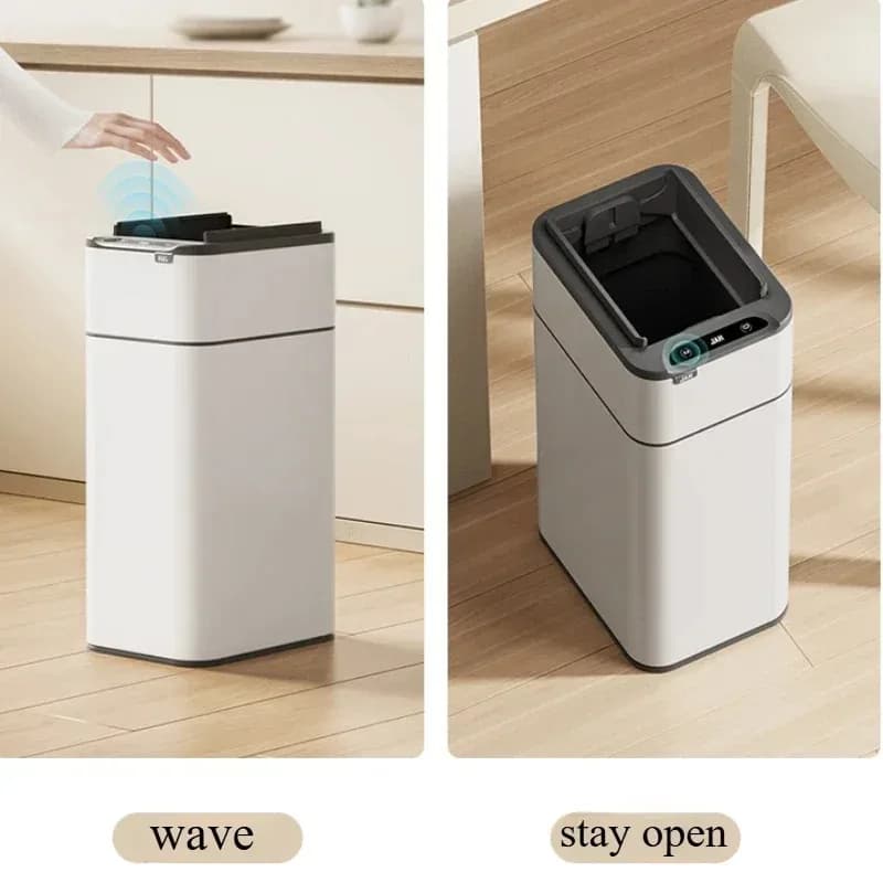 Cestino per rifiuti da cucina Bidone della spazzatura intelligente per uso domestico Sensore da 20 litri Bagging automatico Bidone della spazzatura Acciaio inossidabile Grande spazzatura rettangolare