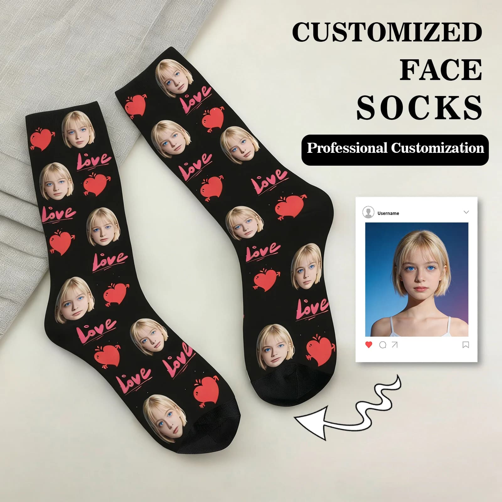 Custom socks with avatars for men and women, socks with custom photo, socks with DIY image, socks with photos, custom gifts