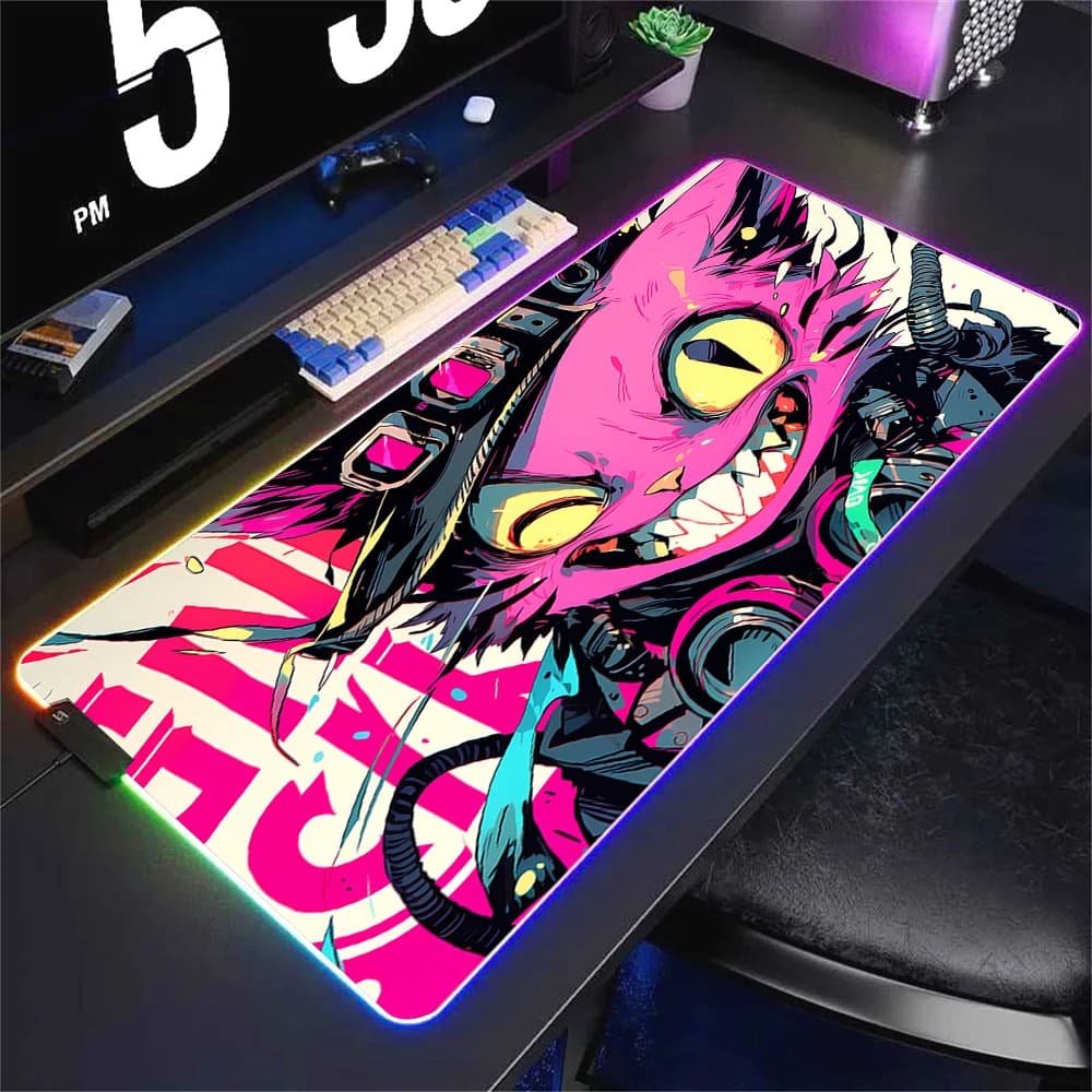Tappetino per Mouse grande RGB rosa XXL tappetino per Mouse da gioco con tappetino per Mouse Punk carino retroilluminato tappetini per Mouse Kawaii tappetini da tavolo a LED tappetini per tastiera