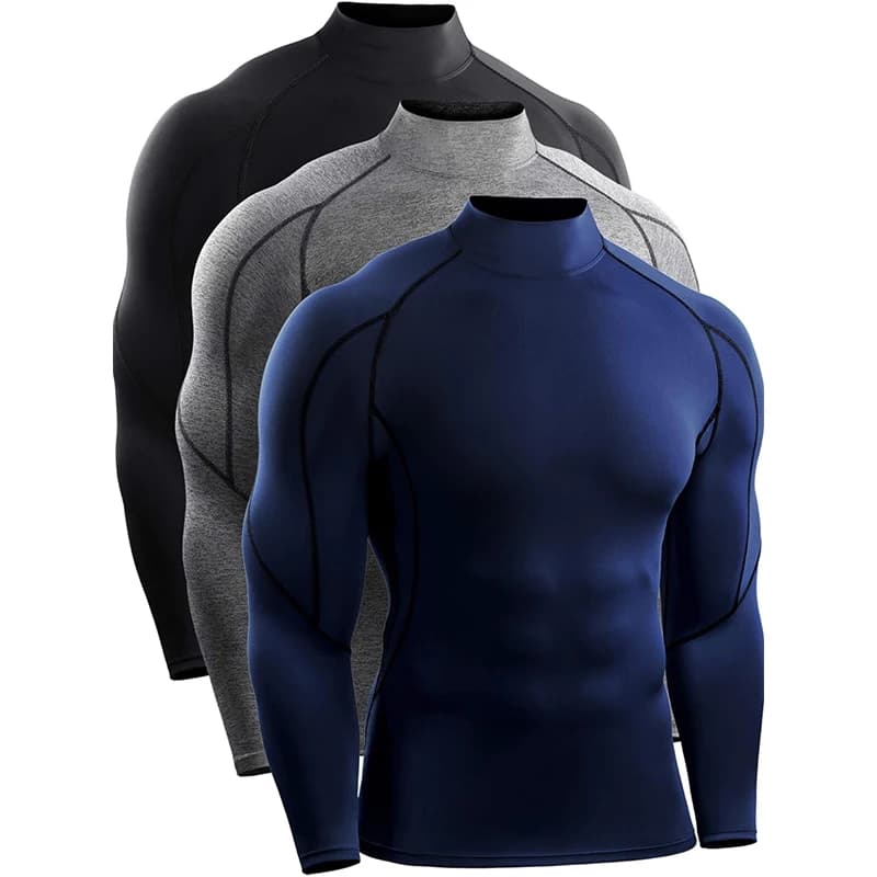 T-shirt da corsa da uomo Abbigliamento sportivo Manica lunga Tuta da uomo Elastico Rashgard Palestra Collant fitness T-shirt da allenamento a compressione da uomo