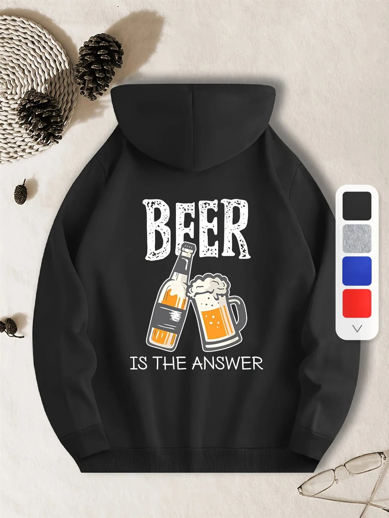 Felpa da uomo divertente per gli amanti della birra con grafica per tazza di birra e bottiglia - Maglione casual pesante per feste, abbigliamento casual