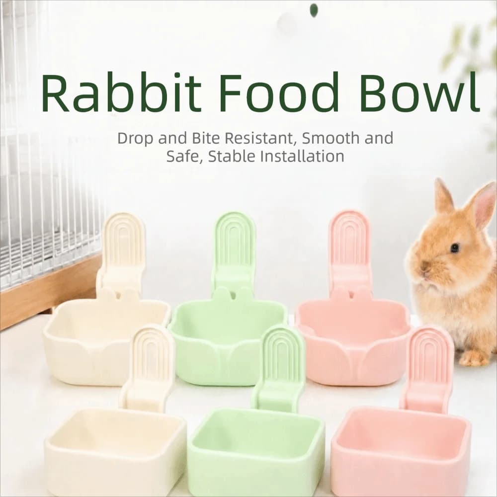 Large Capacity Rabbit Food Bowl Non Tip Over Hangingc Small Pet Feeder Bite Resistant Easy installation Rabbit Feeding Dish Bird