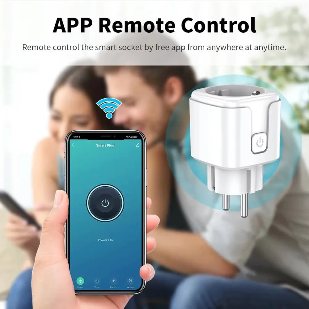 Smart socket Tuya WiFi/Zigbee EU 16A/20A with Consumption Monitoring, Timer, Remote Control and Vocal, Compatible with Alexa Google Home Smart Life