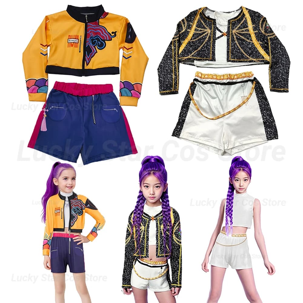 Rumi Cosplay K-Pop Warrior Costume Set Star Girls Group Children Role-Playing Clothing Christmas Carnival Halloween Costume Suit